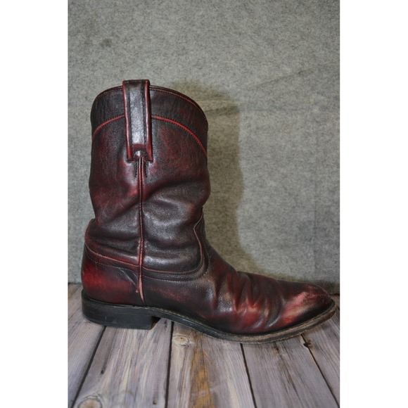 Cody James Black Boots Mens 10.5 cherry black Leather Western Pull On Round Toe - Picture 7 of 12